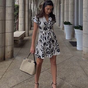 Zara LINEN BLEND PRINTED DRESS